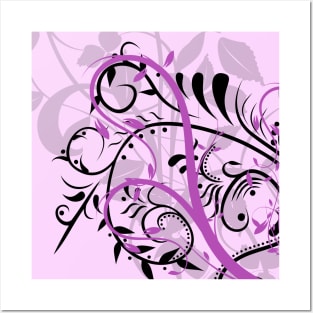 This is a purple tribal design with leaves Posters and Art